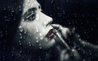 Woman rainy window diving seaweed - her lip free wallpaper