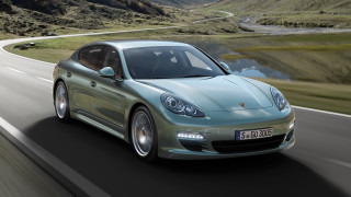 Green porsche panamera mountain lake - the mountain free wallpaper for desktop