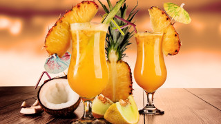 Orange juice pineapple coconut table - a umbrella free wallpaper