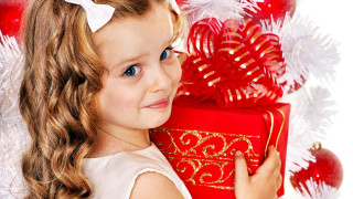 Little girl red present christmas - present free wallpaper for desktop