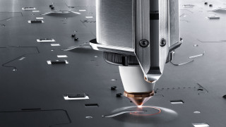 Laser cut metal precisionism computer - a machine free wallpaper