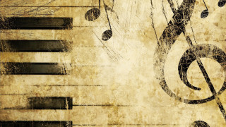 Grungy piano music notes tree - musical free wallpaper for desktop