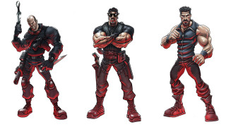 Three poses man knife sword - character concept art free wallpaper