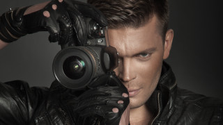 Man leather jacket camera portrait - a black leather jacket free wallpaper