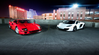 Sports cars night parking lot - two sports car free wallpaper