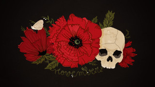 Skull flower butterfly roses gothic - art noveau free wallpaper