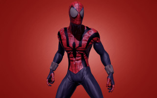 Spiderman muscular red background digital - a spider man free wallpaper