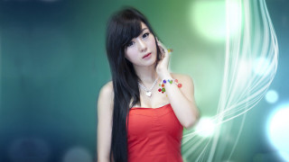 Woman red dress phone necklace - chen chi free wallpaper