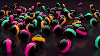 Black pink balls yellow background - cinema 4 d free wallpaper