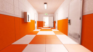 Hallway orange white door light - a white door free wallpaper