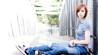 Woman skateboard portrait vancouver redhair - andrew boog faithfull free wallpaper