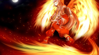 Fiery phoenix anime moon night - flame free wallpaper