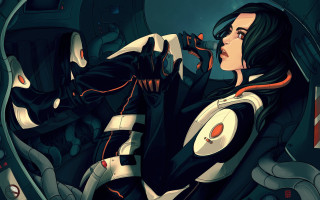 Futuristic woman cyberpunk space station - a space station free wallpaper for desktop