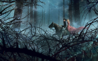 Fantasy horse riding forest snow - anato finnstark free wallpaper for desktop