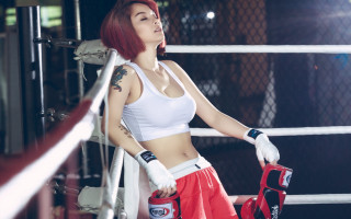 Redhair tattoos boxinggloves white top - boxing free wallpaper