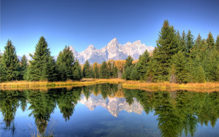 Lake mountains trees sky clouds 32 - tree and mountains free wallpaper for desktop