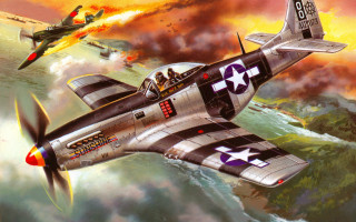 Fighter plane ocean sunset airbrush - over a body of water free wallpaper