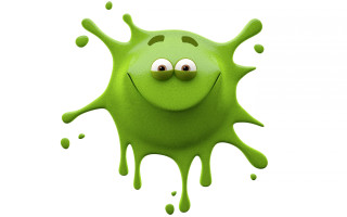 Green substance with eyes smile - computer art free wallpaper for desktop