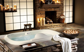 Luxury jacuzzi candles fireplace arts - a towel free wallpaper