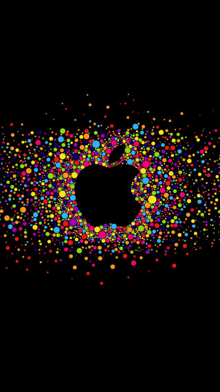 Black background colorful apple logo - black background free wallpaper for mobile