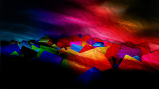 Colorful abstract mountain rainbow sky - elizabeth murray free wallpaper