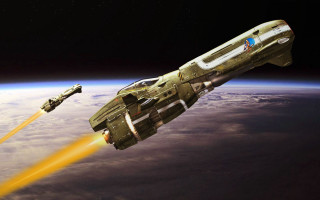 Space station earth laser rocket - over the earth free wallpaper