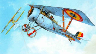 Biplane pilot cloud airbrush precisionism - michael kaluta free wallpaper