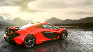 Red sports car mountains sunbeam - andrew law free wallpaper
