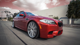 Red car street building red - free 3d render wallpaper