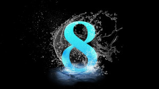 Blue eight splashes water black - 8 k free wallpaper