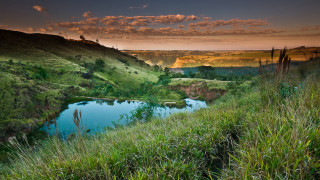 River valley hillside cloudy sunset 2 - grassy free wallpaper for desktop