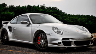 Silver sports car forest parking - a forest of trees and bushes free wallpaper