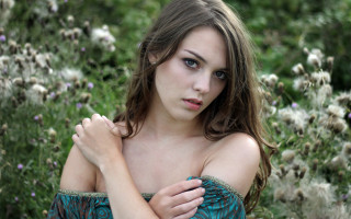 Woman dress flower field closed - a field of flowers free wallpaper for desktop