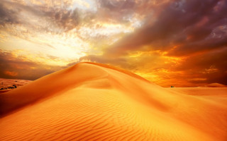 Sunset sand dune clouds tree - single free wallpaper
