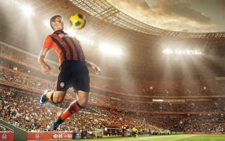 Man kicking soccer stadium cityscape - a man kicking free wallpaper