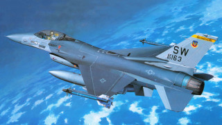 Fighter jet over ocean clouds 2 - free bird wallpaper