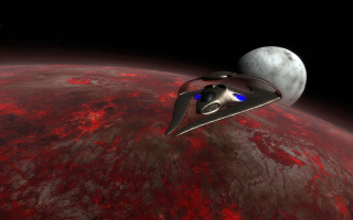 Space ship red planet moon 2 - a moon in the background free wallpaper