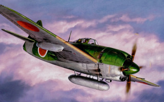 Green airplane clouds sōsaku hanga - sōsaku hanga free wallpaper for desktop