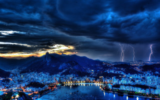 City lights water thunderstorm matte - thunderstorm free wallpaper for desktop