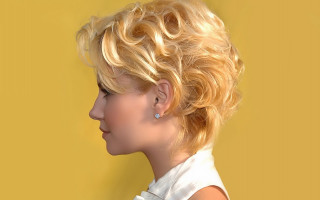 Woman short blonde hair white - short free wallpaper for desktop