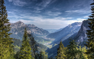 Mountain range forest lake sky 5 - claire falkenstein free wallpaper