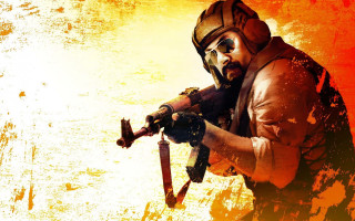 Man gun yellow background explosion - a yellow background behind free wallpaper for desktop