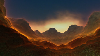 Mountain range sunset clouds cityscape 8 - a view of a mountain range free wallpaper for desktop