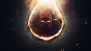 Face hole yellow light fire - bastien l. deharme free wallpaper