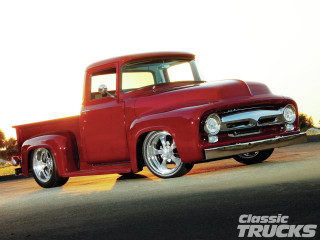 Red truck parked road forest - don eddy free wallpaper for desktop