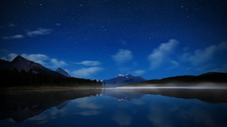 Lake mountain night star clouds - star above free wallpaper for desktop