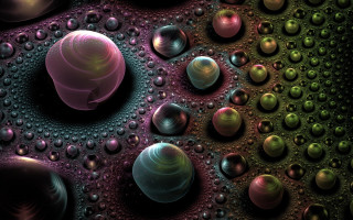 Colorful balls water droplets black - a white dot free wallpaper