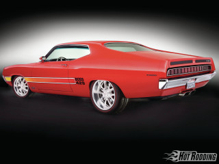 Red muscle car white stripe - body free wallpaper for desktop