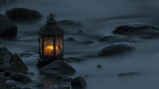 Lantern rock water night gothic - a lantern free wallpaper