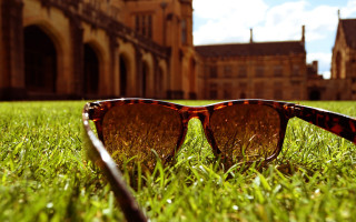 Sunglasses greenfield clocktower tiltshift blurry - a pair of sunglasses free wallpaper